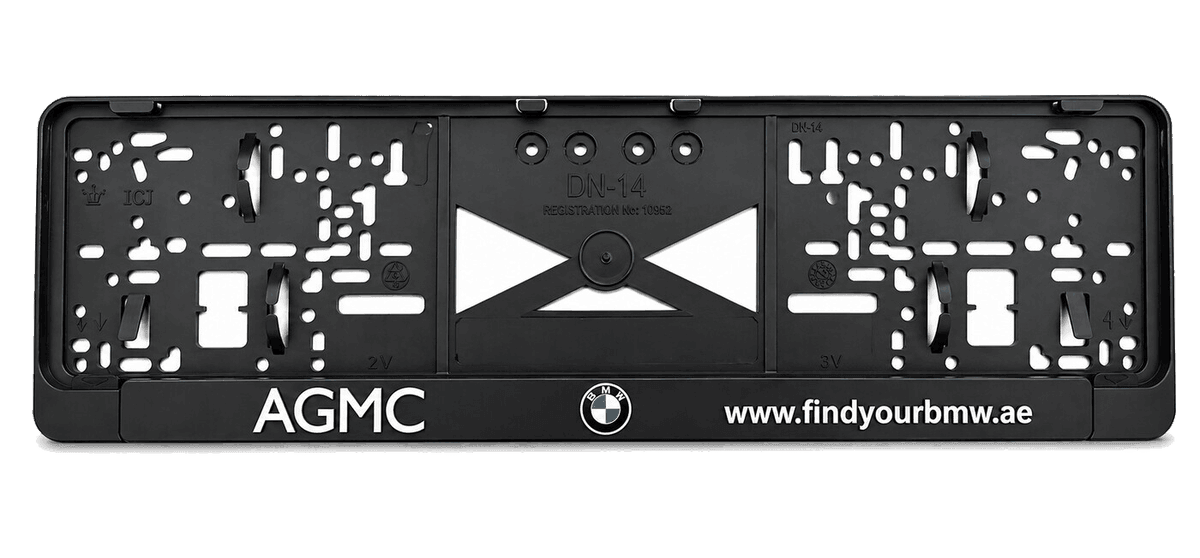 AGMC BMW number plate holder manufactured by MOTTO Automotive in the UAE
